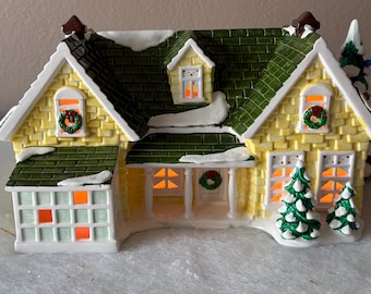 Dept 56 Original Snow Village Nantucket Renovation: 1993 Hand-Painted Porcelain Christmas House