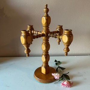 Vintage Ornate Wood Candelabra: Tall 4-Arm Table Centerpiece