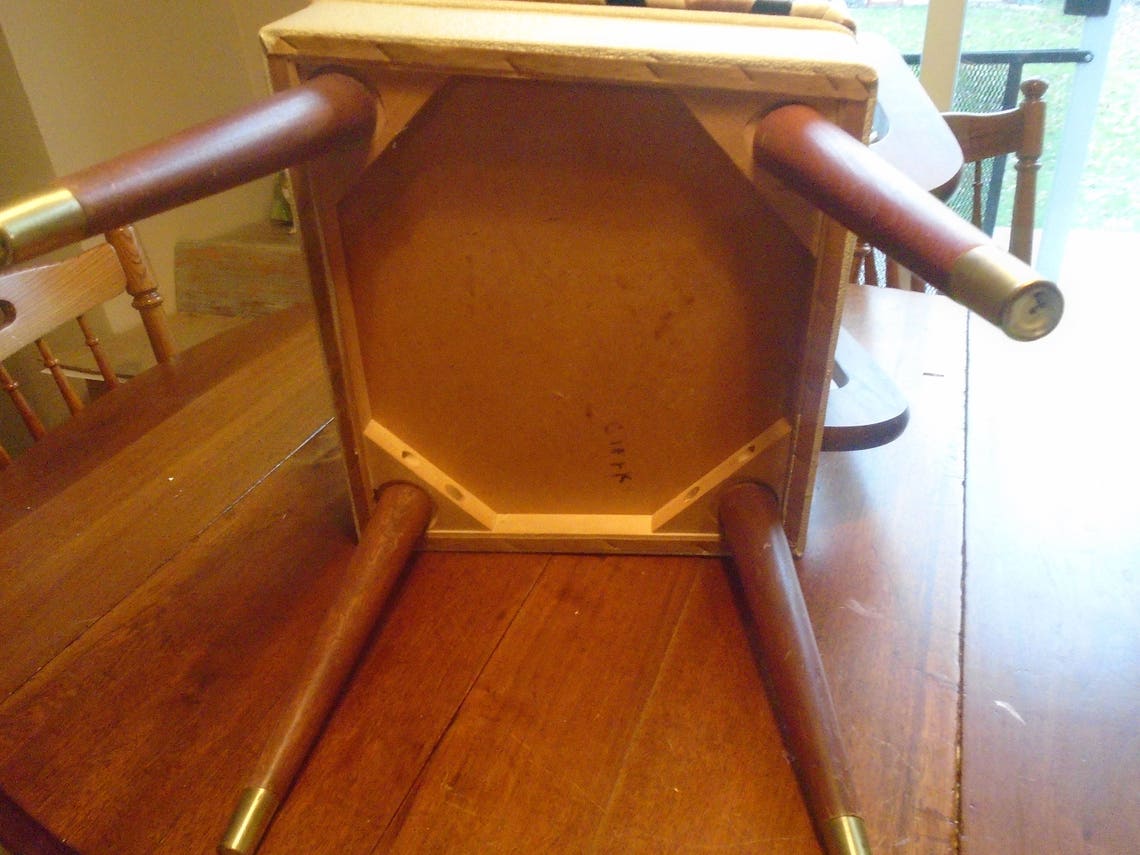 Mid century Danish modern wooden sewing chair with storage in Etsy