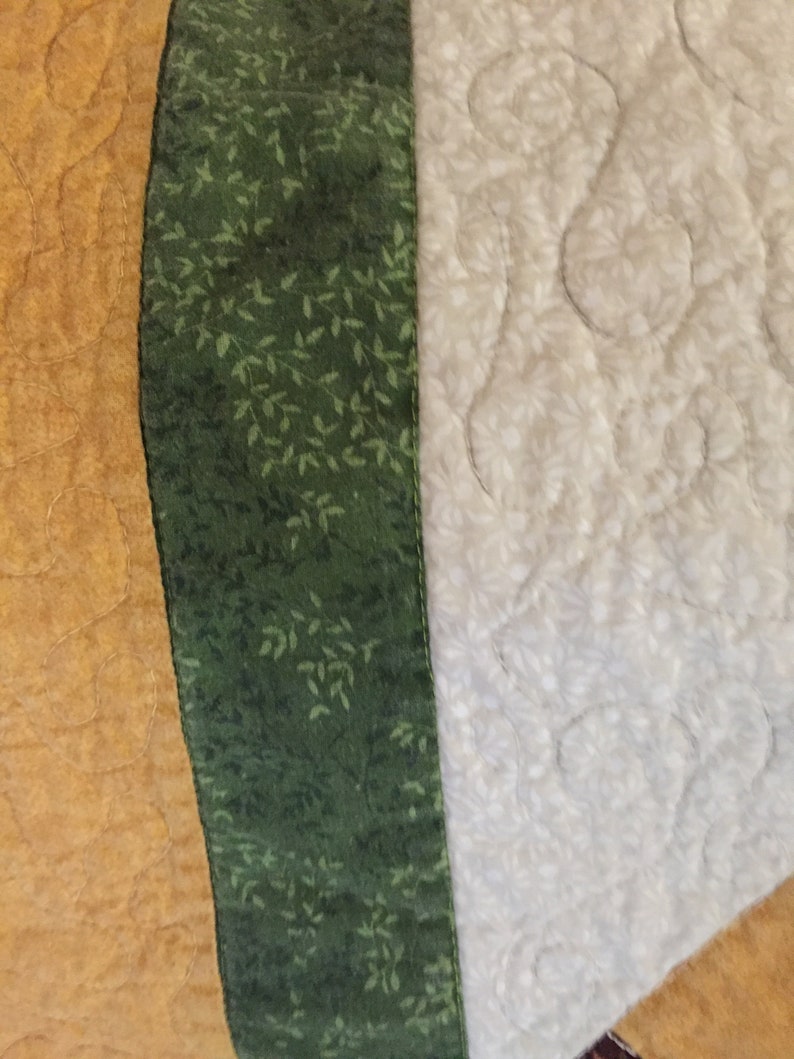 Under The Apple Tree scrappy quilt patchwork quilt in greens red gold quilt wall hanging small quilted throw