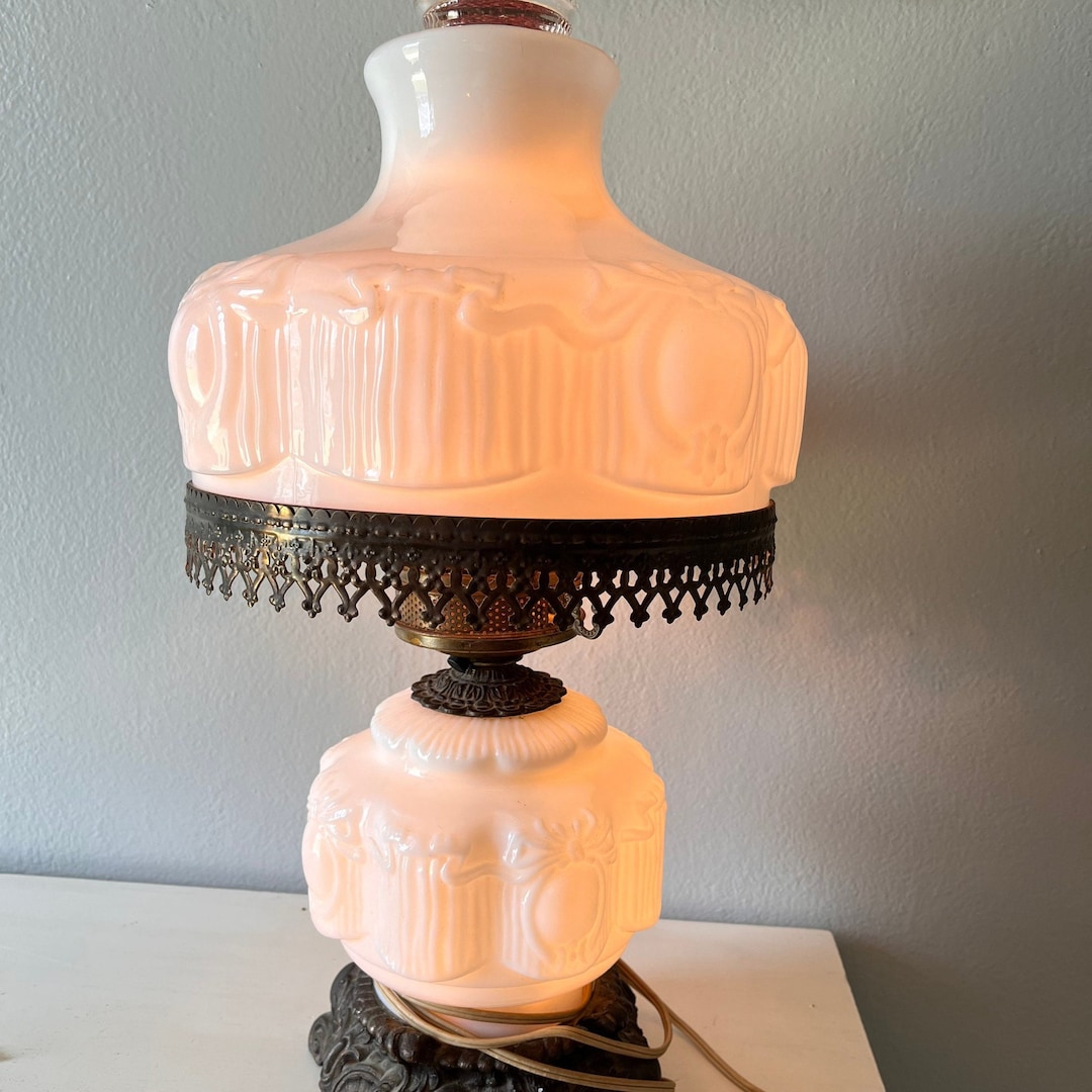Milk Glass Lamp Vintage