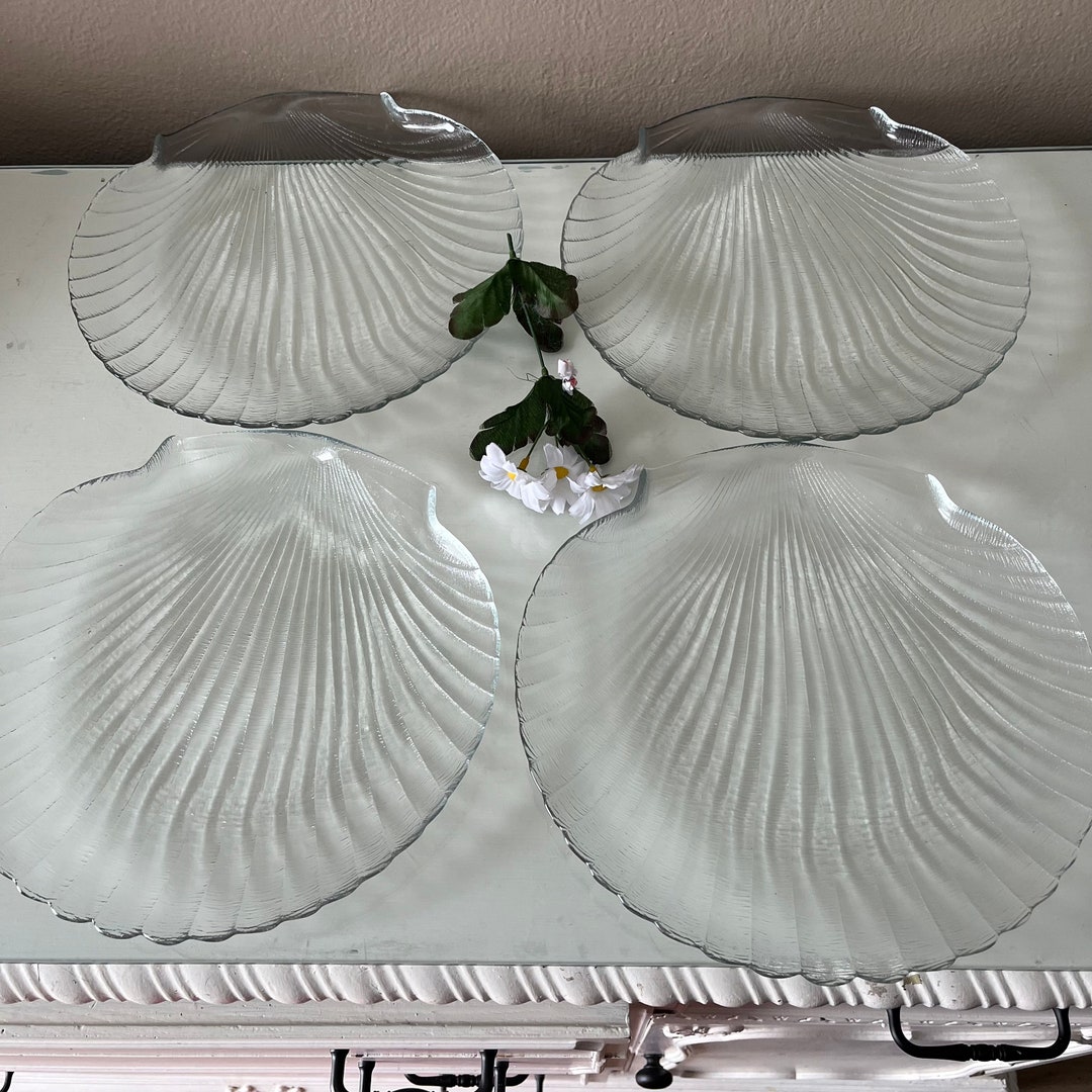 Arcoroc Coquillage Clam Shell Dinner Plates: Clear Textured Glass (set ...