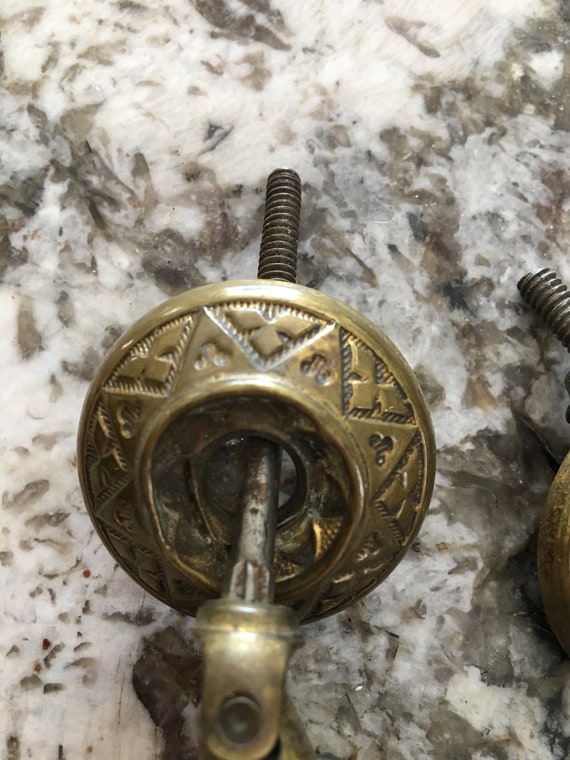 Leaf Design Knobs Points Pulls Circa 1880s Vintage Metal Wood