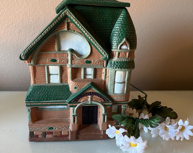 Large Ceramic Victorian House Cookie Jar, Treasure Craft House Treat Cookie Jar, Counter Storage