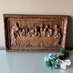 Vintage 3D Last Supper Wall Plaque: Religious Composite Art
