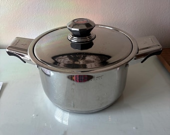 Large 6 Qt Stainless Steel Stock Pot: Lowen Herz Made in Germany, Professional Cookware