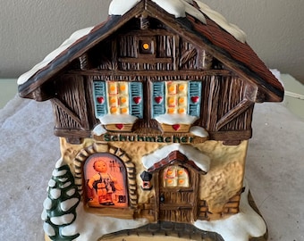 Hummel Bavarian Christmas Ceramic Village House: Little Shoemaker, Schuhmacher
