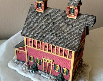 Lit Ceramic Christmas Old Red Mill: 1996 1st Edition Folk Art Village
