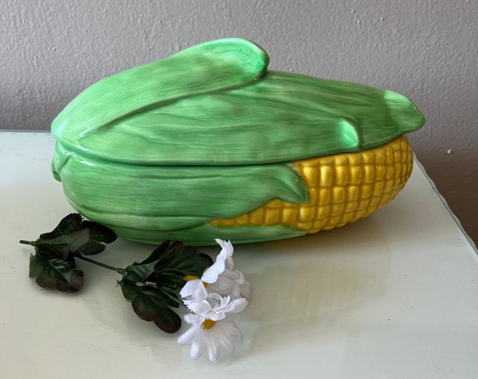 Vintage, Ceramic Cornonthecob, Sweetcorn Holder, Dish / Green and