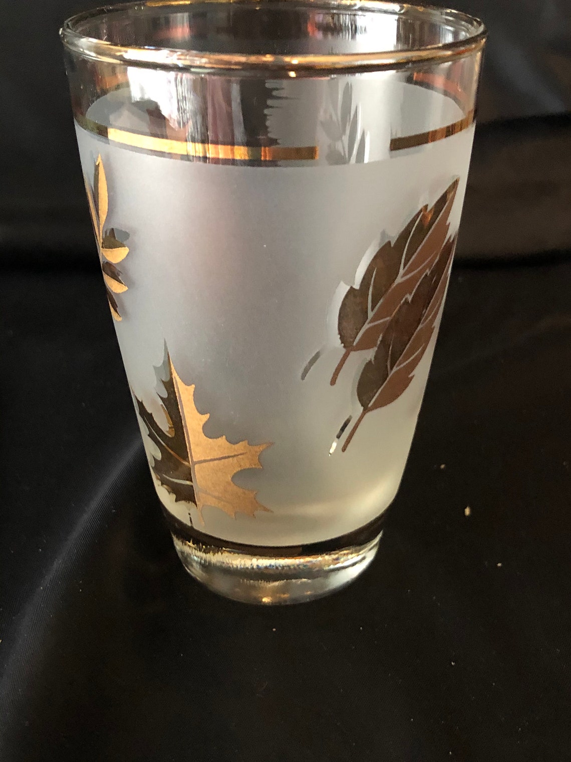 Gold Leaf glasses by Libbeys set of4 small water or juice Etsy