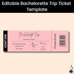 Bearbeitbare Junggesellenparty Ticket Vorlage | Ausdruckbare VIP-Eintrittskarte für die Bridesmaid & Girls Night