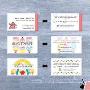 de Carte de visite de professeur suppléant modifiable | Carte de visite Canva (téléchargement instantané)