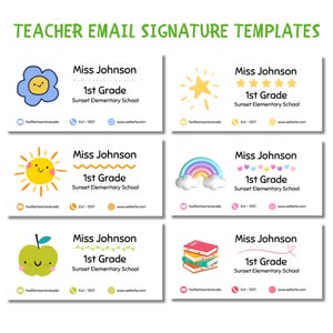 Teacher Email Signature Template | Editable Teacher Signature | Cute Back to School Email Signatures | Digital Download