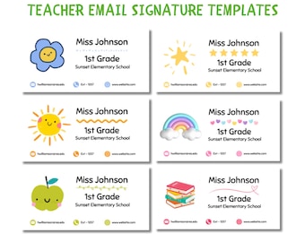 Teacher Email Signature Templates | Back to School Designs (Digital Download
