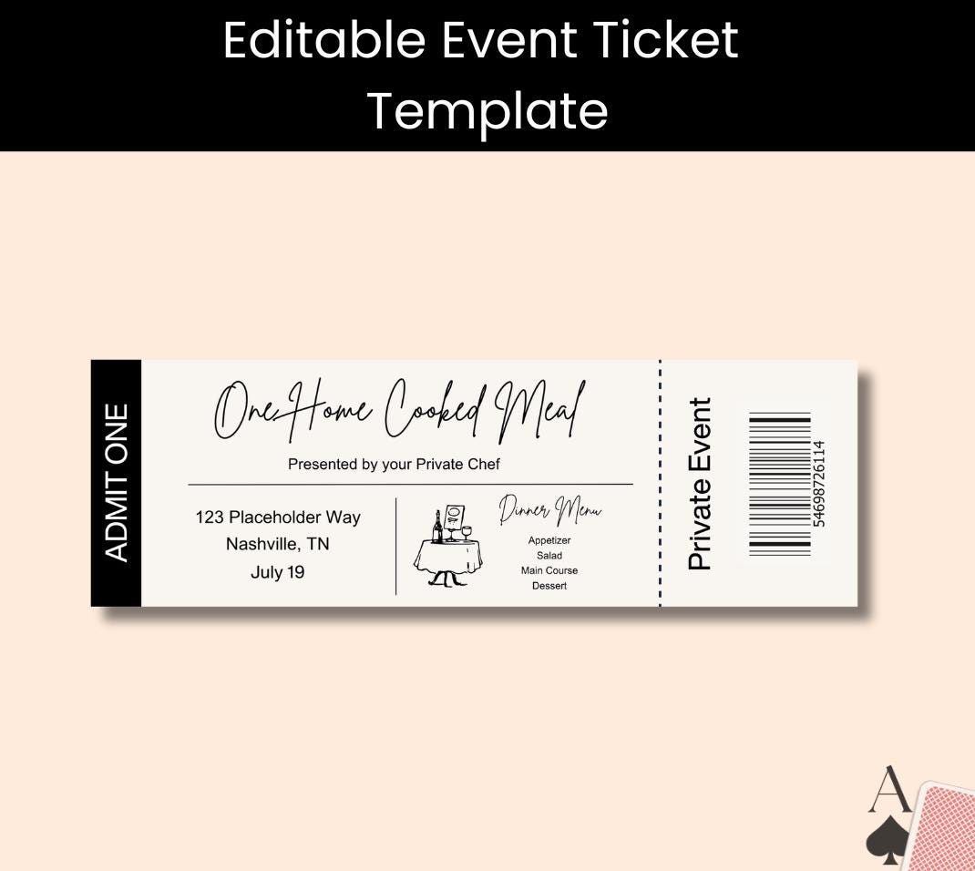Editable Home Cooked Meal Ticket Template (digital Download) - Etsy