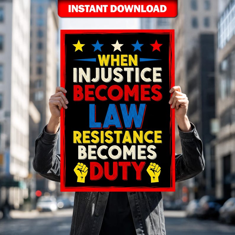 Resistance Poster Sign, No Kings in America Protest Sign, Injustice ...