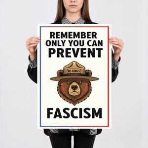 Kein König-Protest-Schild BEDRUCKBAR, Anti-Trumpf Kein König-Protest-Plakat Digitaler Download, Bär verweigert Faschismus politisches Aktivist-Kundgebungsschild