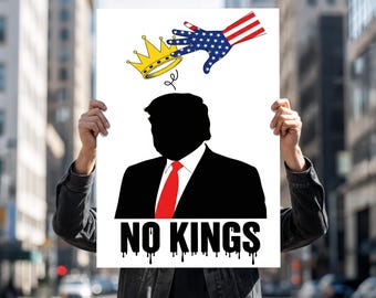 No Kings Democracy Poster - Power to the People druckbare Wandkunst, politisches Demonstrationsschild, Freiheitszitat Aktivismus Digitaler Download