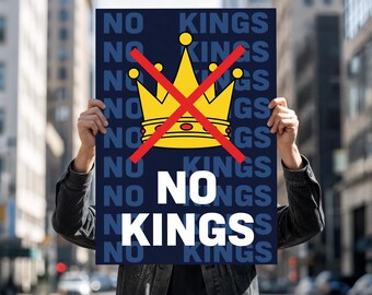 No Kings Protest Poster – Political Activism Printable Sign, Democracy Freedom Quote Art | Anti Authoritarian Wall Decor | Digital Download