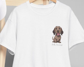 面白いダックスフントソーセージ犬Tシャツ、おかしなソーセージ、彼女や彼へのプレゼントに最適、ダックスフント犬シャツ、ダックスフントTシャツかわいいダックスフント