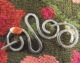 Shawl Pin Infinity with Genuine Green Garnet