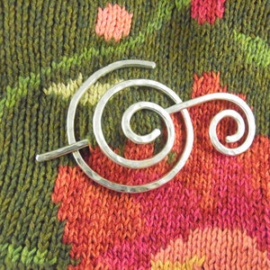 Silver Shawl Pin/Brooch/Slide Minimalist Spiral