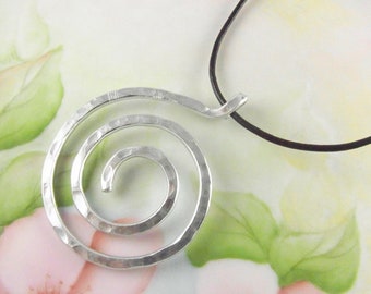 Spiral Necklace Minimalist Hammered