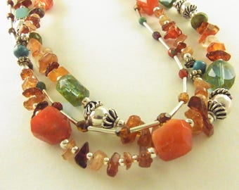 Strand Necklace Kaleidoscope of Color in Natural Stones