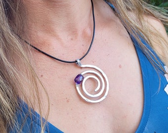 Spiral Necklace with Amethyst