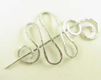 Silver Minimalist Hair Slide/Pin/Fork/Barrett/Clip Squiggle