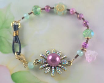 Whimsical Beaded Spring Bracelet 8"