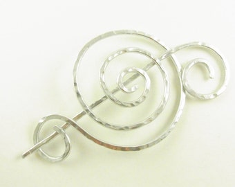 Silver Minimalist Hair Slide/Pin/Barrette/Clip/Fork Fancy Spiral