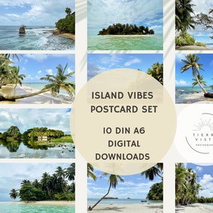 10 cartoline, fotografia di paesaggio, paradiso, palme, spiaggia tropicale, arte estiva, ricordo di viaggio, DIN A6, download digitale