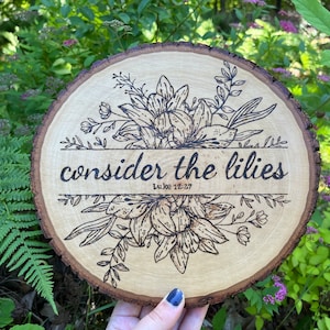 Consider The Lilies | Luke 12:27 Art | Bible Verse Wall Art | Scripture Sign | Botanical Scripture Art | Christian Woman Gift | Nursery |