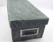 Vintage Mid Century Marbled Green Agate Card Tray Storage Drawer Desk Office Supplies