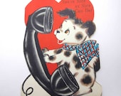 Vintage Children 39 s Novelty Valentine Greeting Card with Little Dog on Old Fashioned Rotary Telephone or Phone by Hallmark