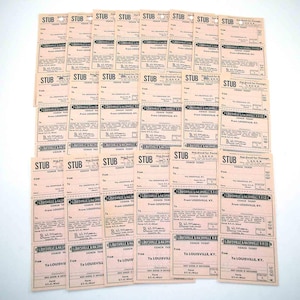Vintage Louisville & Nashville Railroad Pink Tickets Louisville KY Set of 20 Lot D