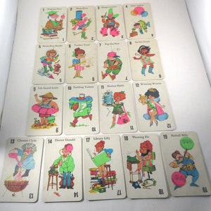 Vintage 1960s Jumbo Old Maid Game Cards Partial Set of 17