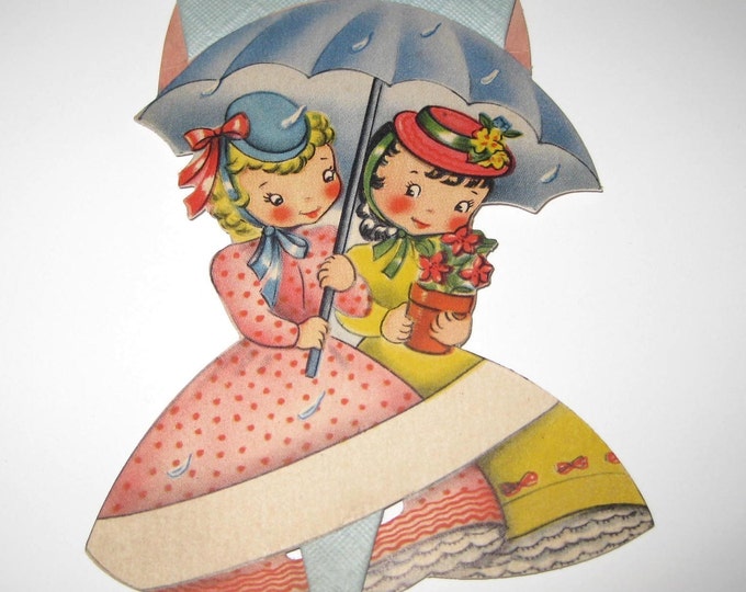 Vintage Place Card and Napkin Holder With Ladies and Umbrella Etsy