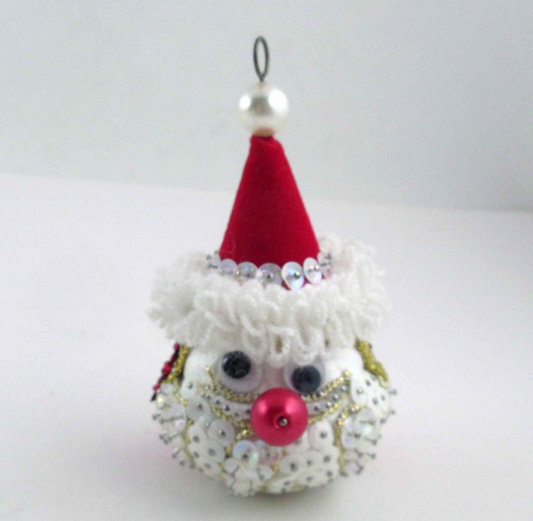 Walco Pin Vintage Walco Beaded Sequin Push Pin Santa Head Ornament - Etsy