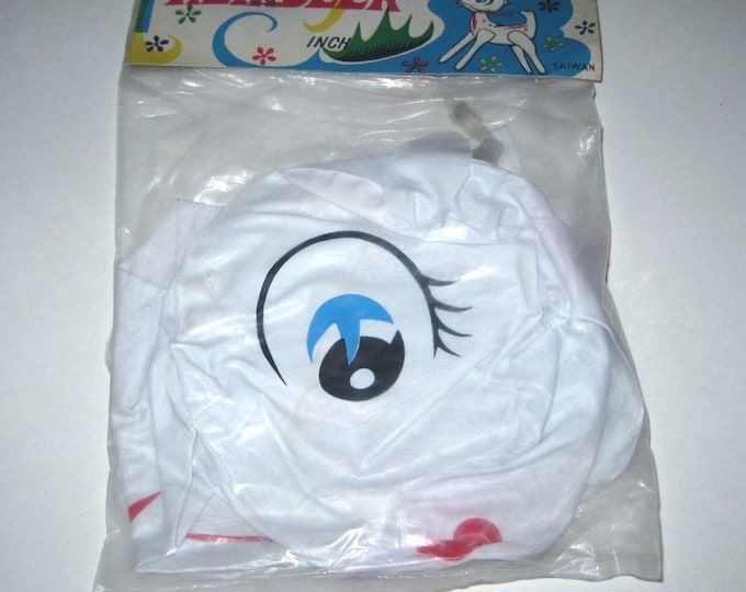 Vintage Christmas Inflatable Blow up White Reindeer With Red Nose in