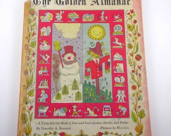 The Golden Almanac Vintage 1940s Children's Book by Dorothy Bennett Illustrated by Masha Includes Holidays and Halloween