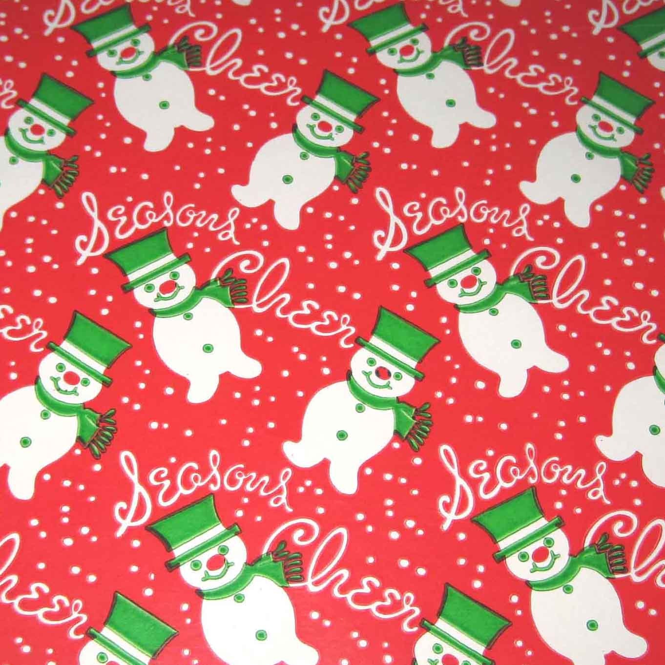 Vintage Christmas Wrapping Paper Lanterns Red Bows Holly & Berries on Green One Flat Sheet Vintage Christmas Gift Wrap