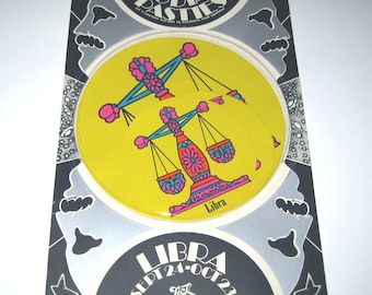 Vintage 1960s or 1970s Set of 6 Zodiac Pasties or Stickers in Original Package Libra