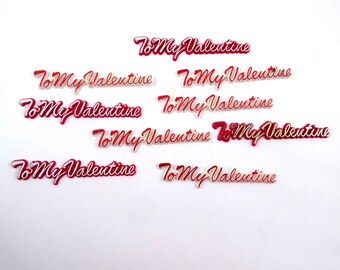 Vintage Plastic To My Valentine Cupcake or Cake Toppers With Words Set of 9 Lot N