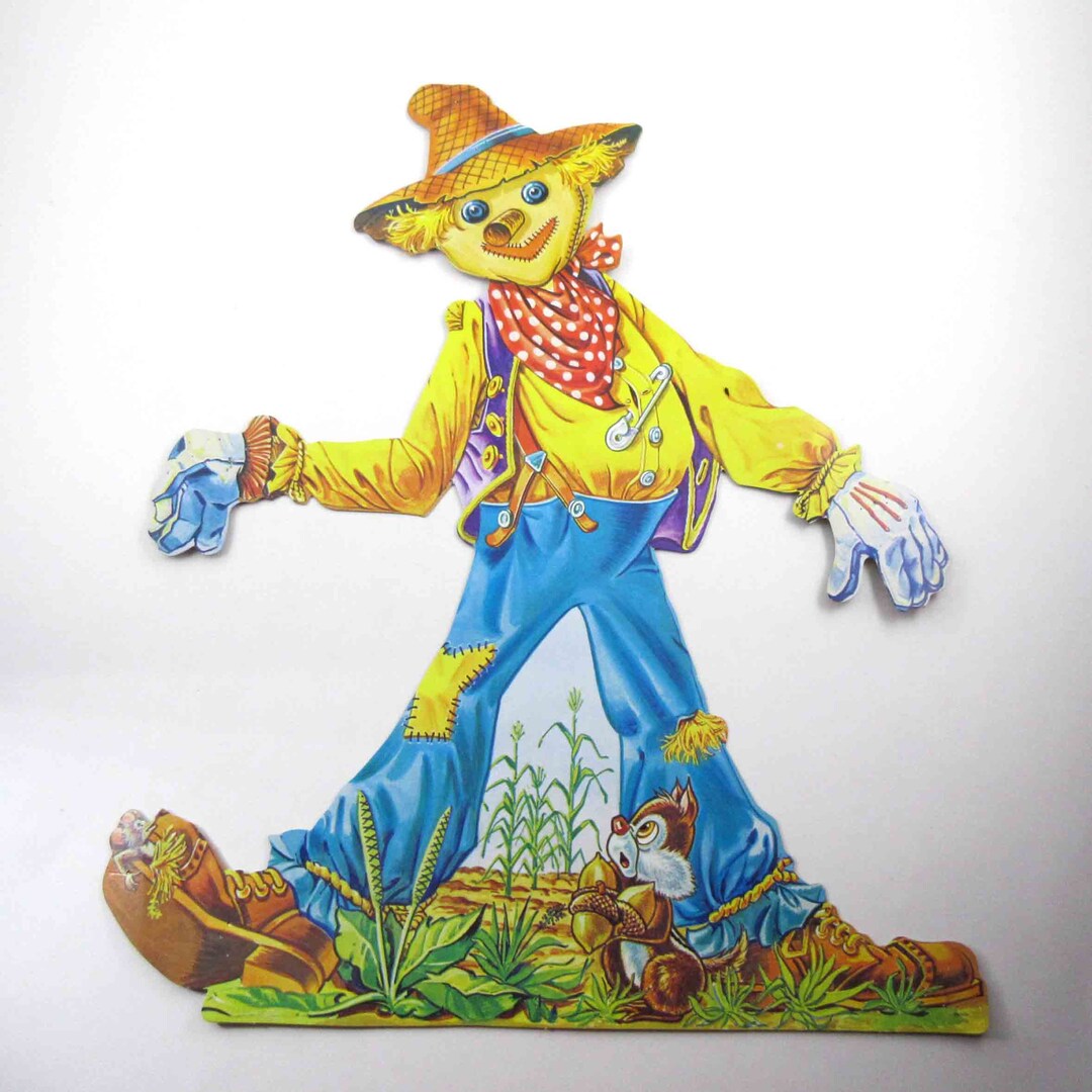Vintage Scarecrow Squirrel and Mouse Halloween Die Cut Etsy