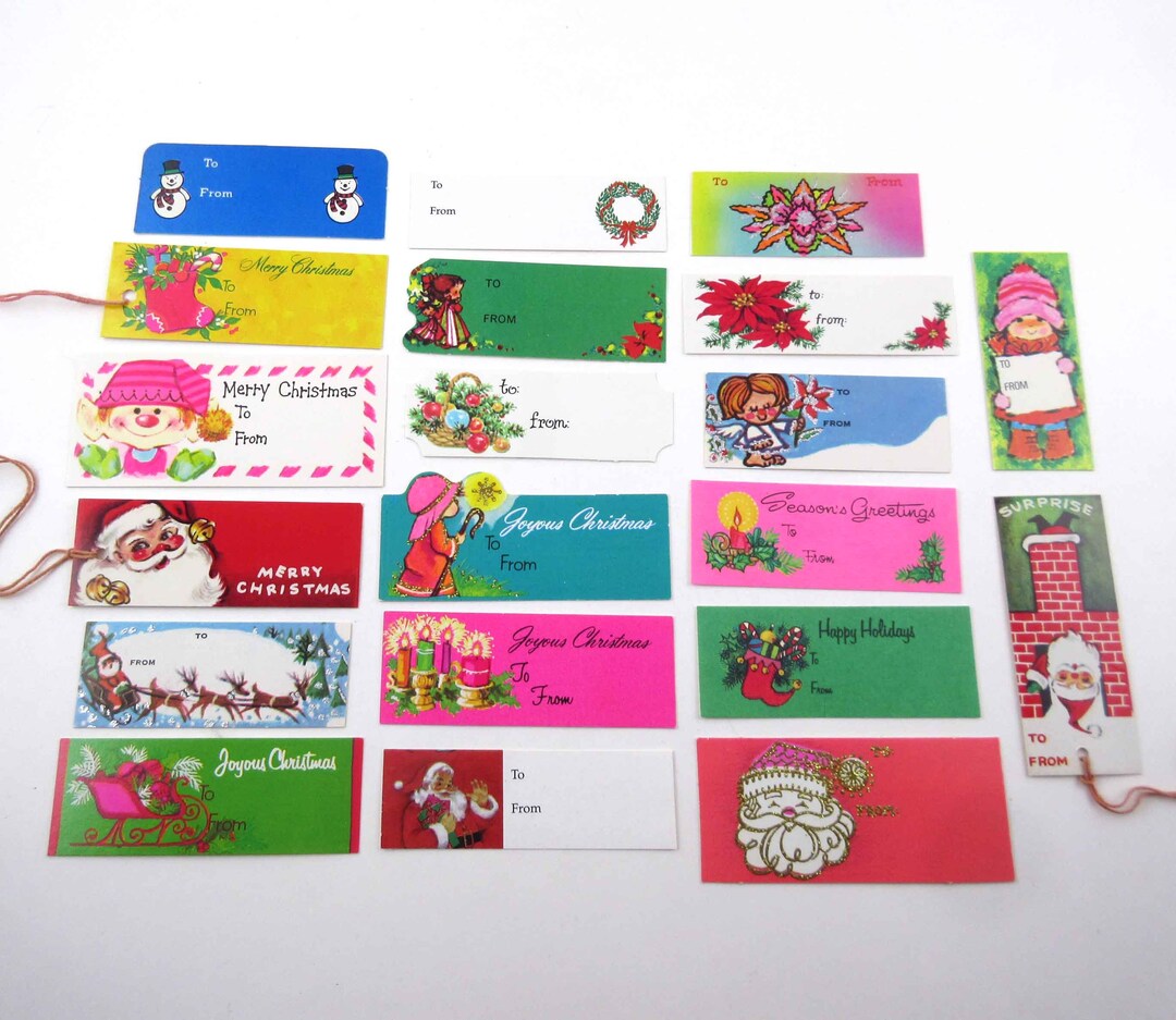 Set of 20 Assorted Unused Vintage Christmas Tags String Tags or Cards ...