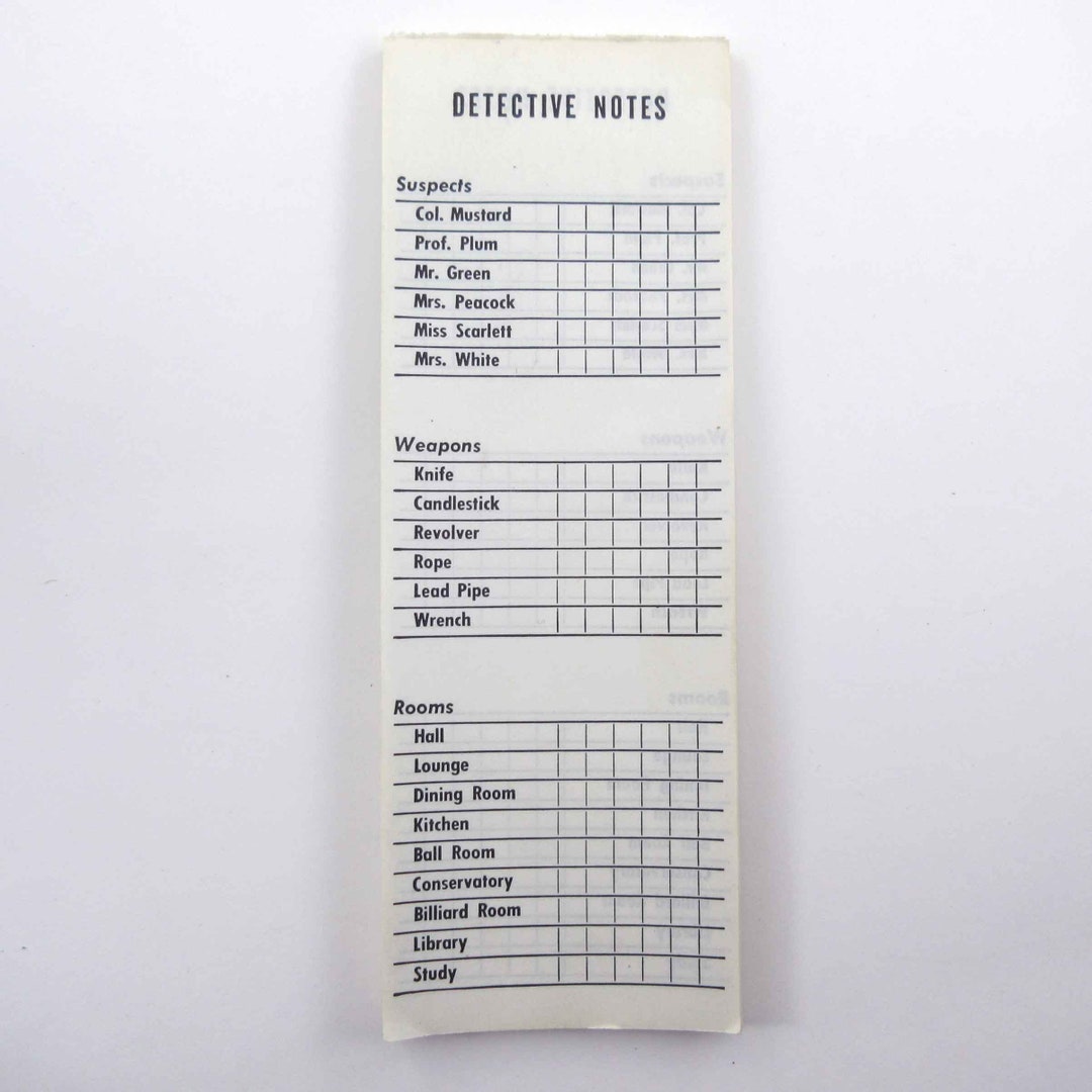 Vintage Clue Detective Game Notes or Score Sheets Set of 12 - Etsy