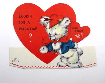 Vintage Valentine Card with Bear Red Hearts Arrow by Hallmark