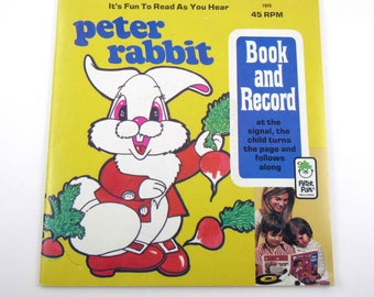 Peter Rabbit Vintage 1970s Children's Book and Record Set by Peter Pan